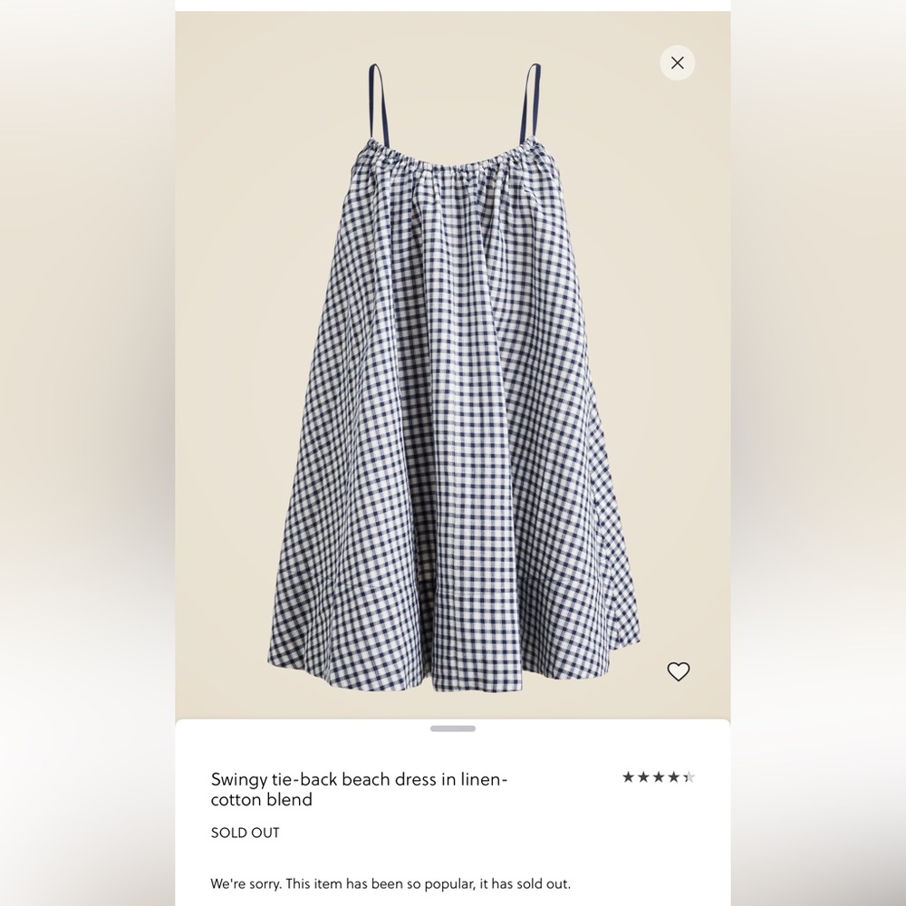 NWT J.crew Swingy Tie Back Beach Dress